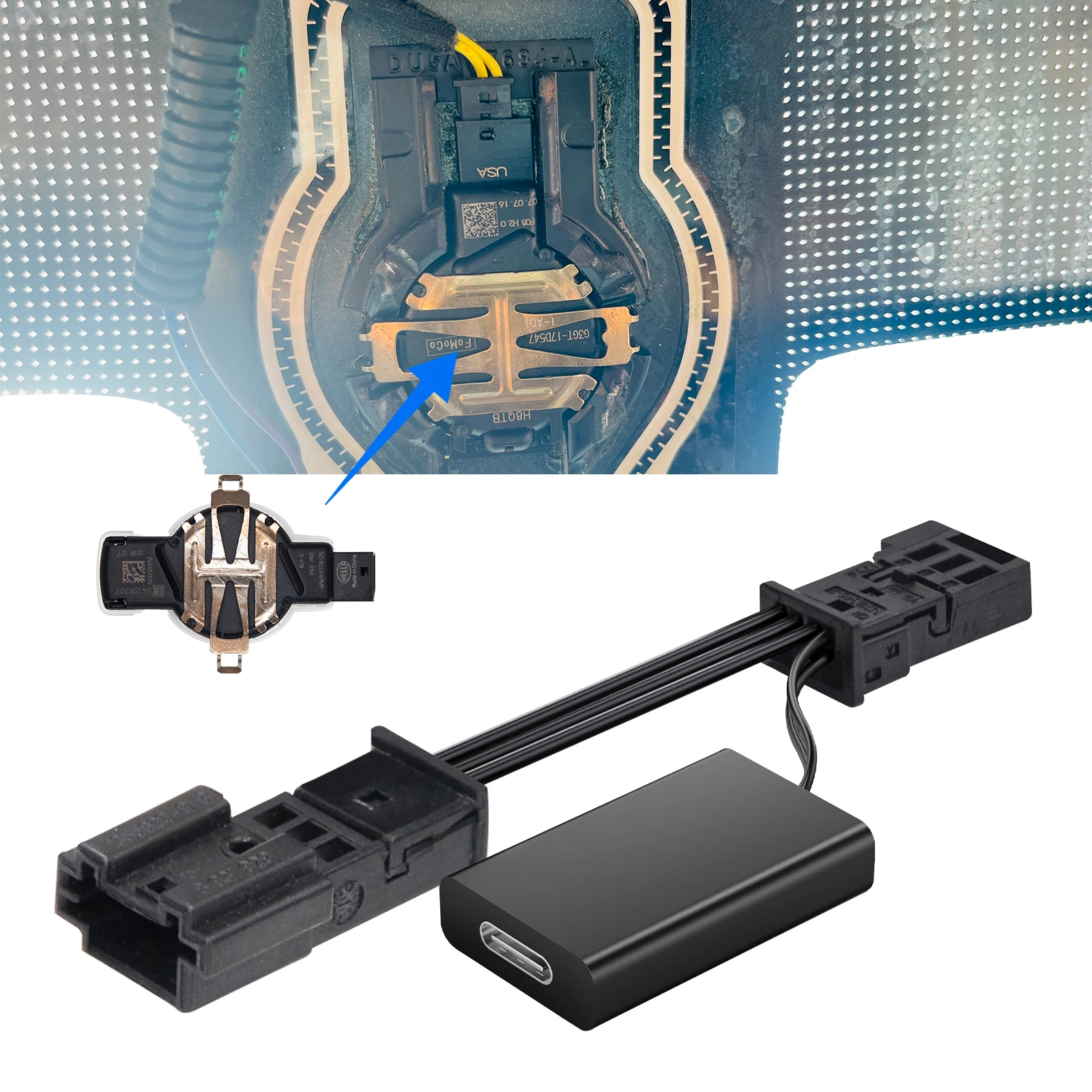 Mangoal Dash Cam Power Adapter 3 Pin (Model C) For Ford F-150 F-250/350 Mustang Explorer Lincoln,Etc Connect Rainfall Sensor