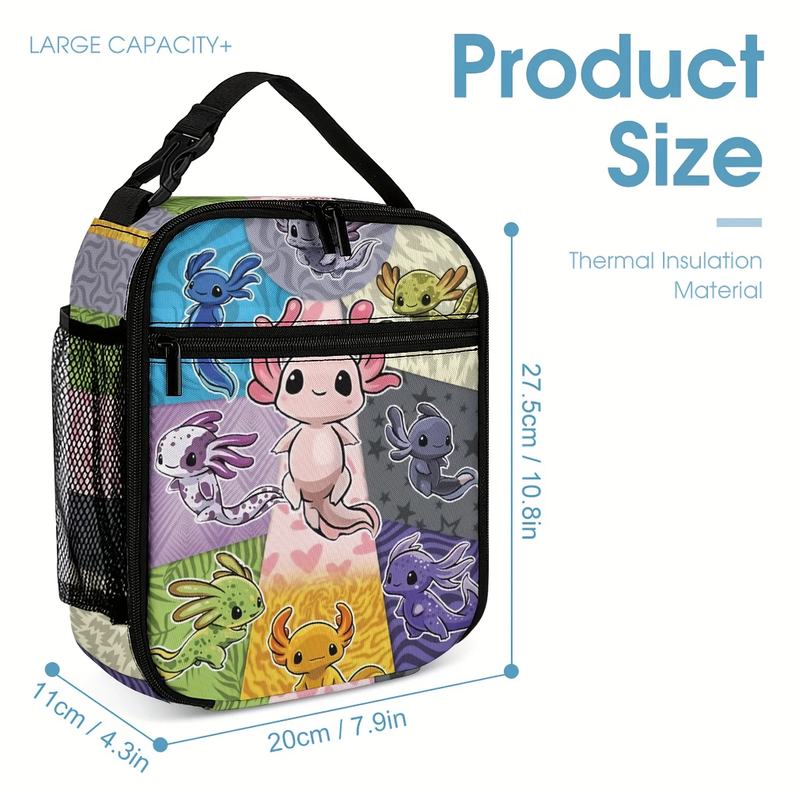 Axolotl Lunch Box Reusable Insulated  Lunch Bag for All Season Non-Food Contact