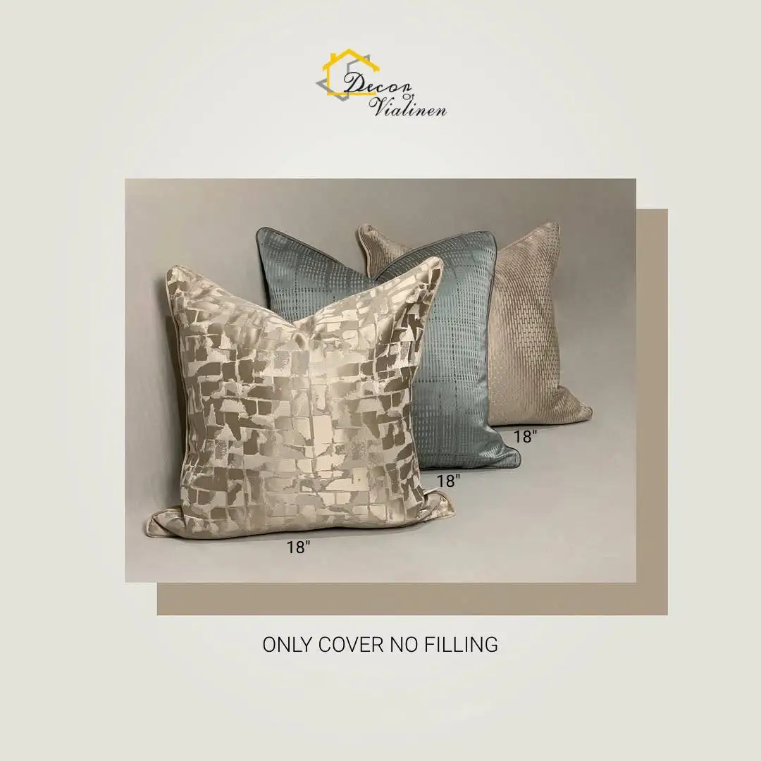 Premium Throw Pillow Covers Blue and Gold, Arabic Design for Home Decor, Soft Cushion Case for Couch Bed Car Seat, Living Room