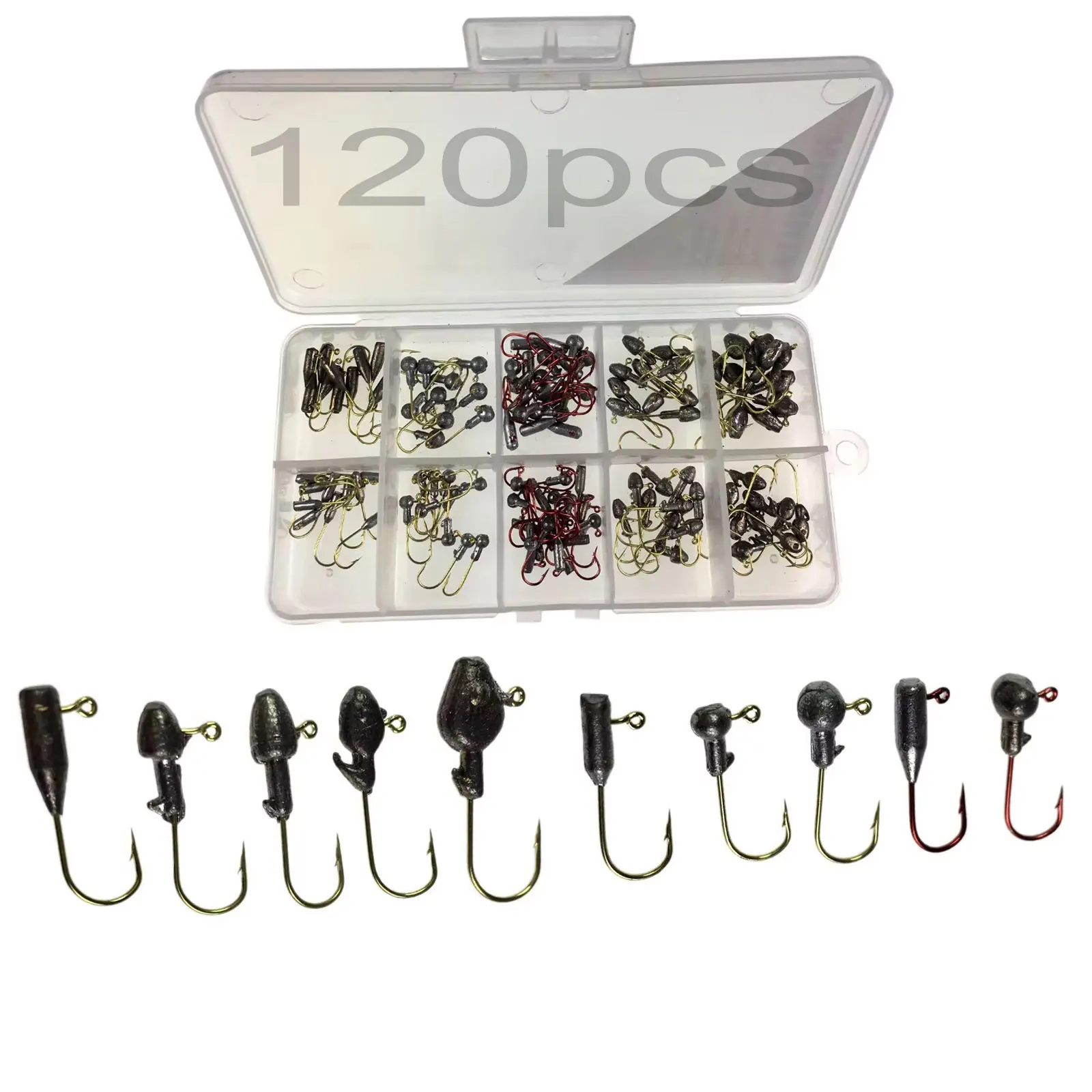 THKFISH 120pcs Jighead Fishing Hooks Saltwater Freshwater 1g-3g Mini Jig Heads Barbed Hook Carbon Steel Winter Ice Fishing Hooks