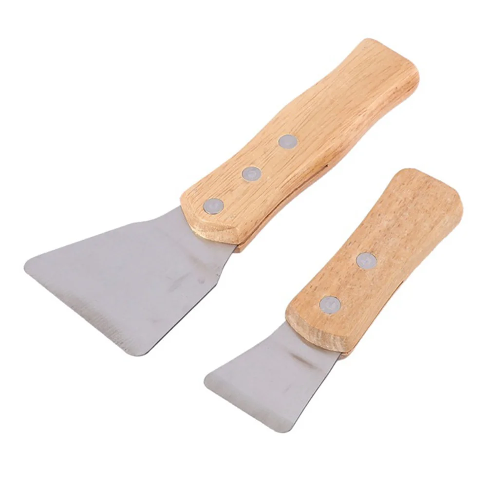 1Pcs Ceiling Install Spatula Scoop with Wooden Handle Stretch Ceiling Film Shovel Accessories for Welding Harpoon, Large Vogue