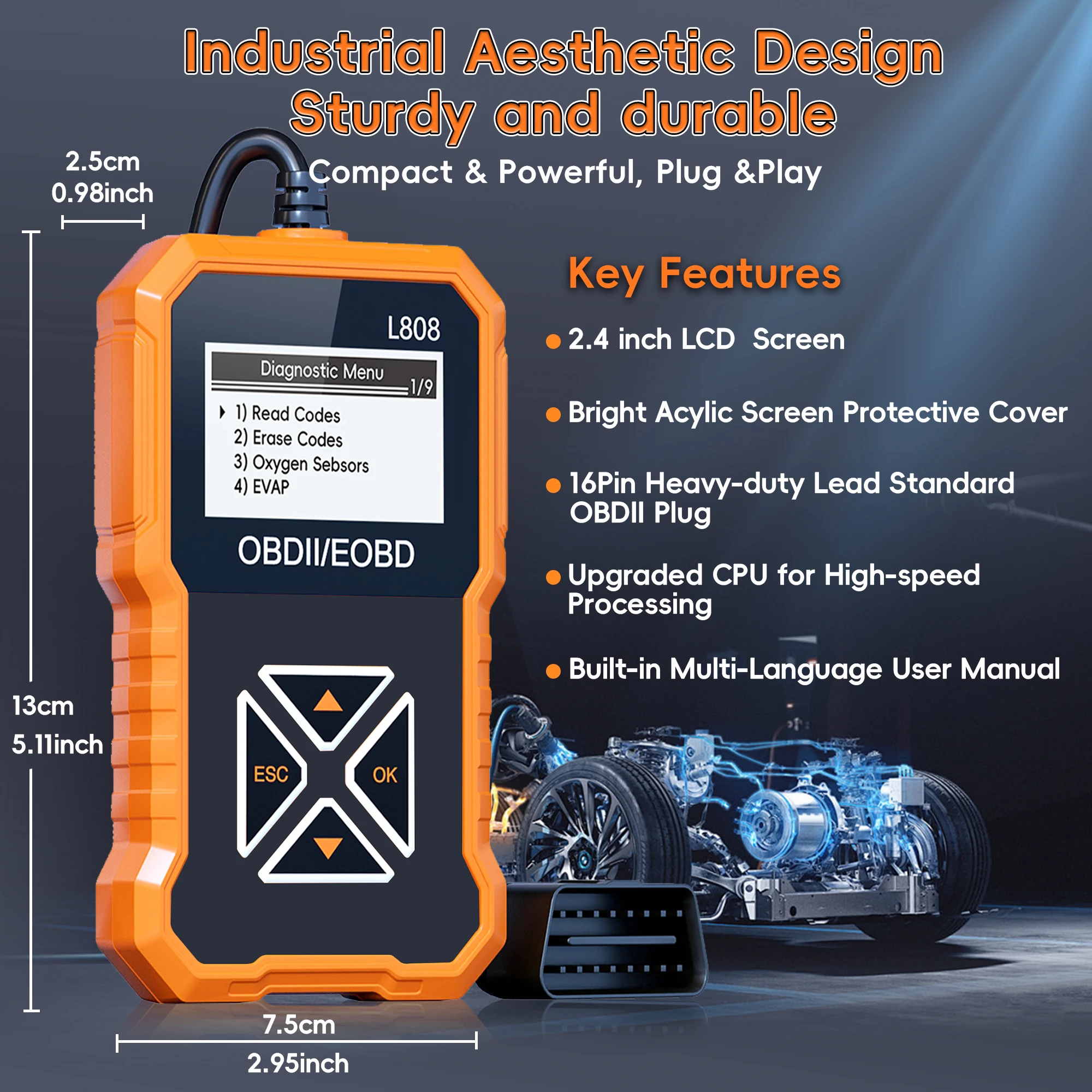 Enhanced OBD2 Scanner Vehicle Code Reader Check Engine Light Fault Reader Diagnostic Scan Tool Automotive OBD II Scanner