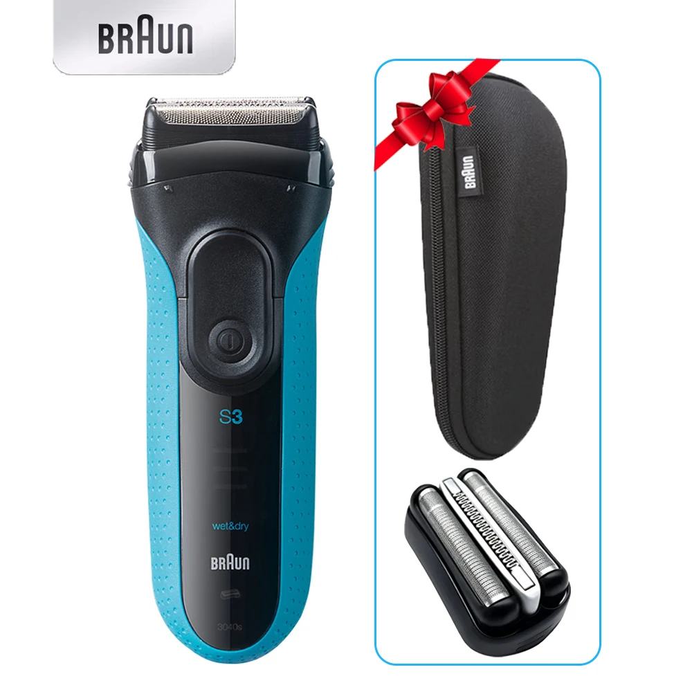 Afeitadora Eléctrica Braun S3 3040S para Hombre, Maquinilla de Afeitar Recíproca con 3 Cabezales Flotantes, Recargable, Carga Rápida, Afeitado en Seco y Húmedo