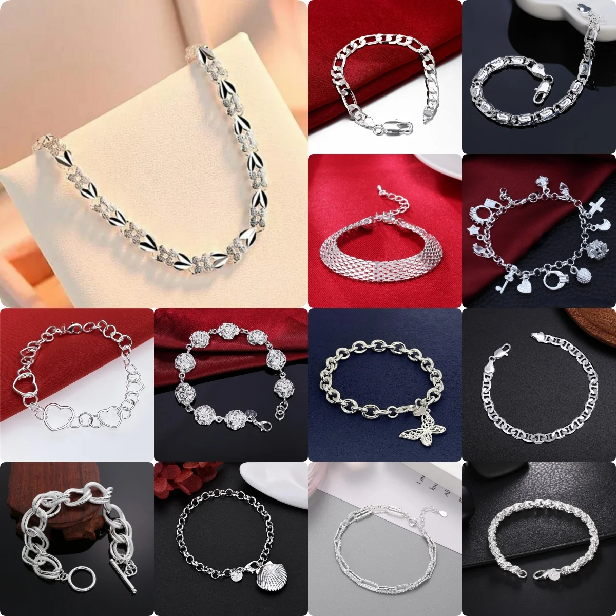 Wholesale 925 Sterling Silver Solid Chain Bracelet For Women Men Charms Party Gift Wedding party Fashion Jewelry hot gift