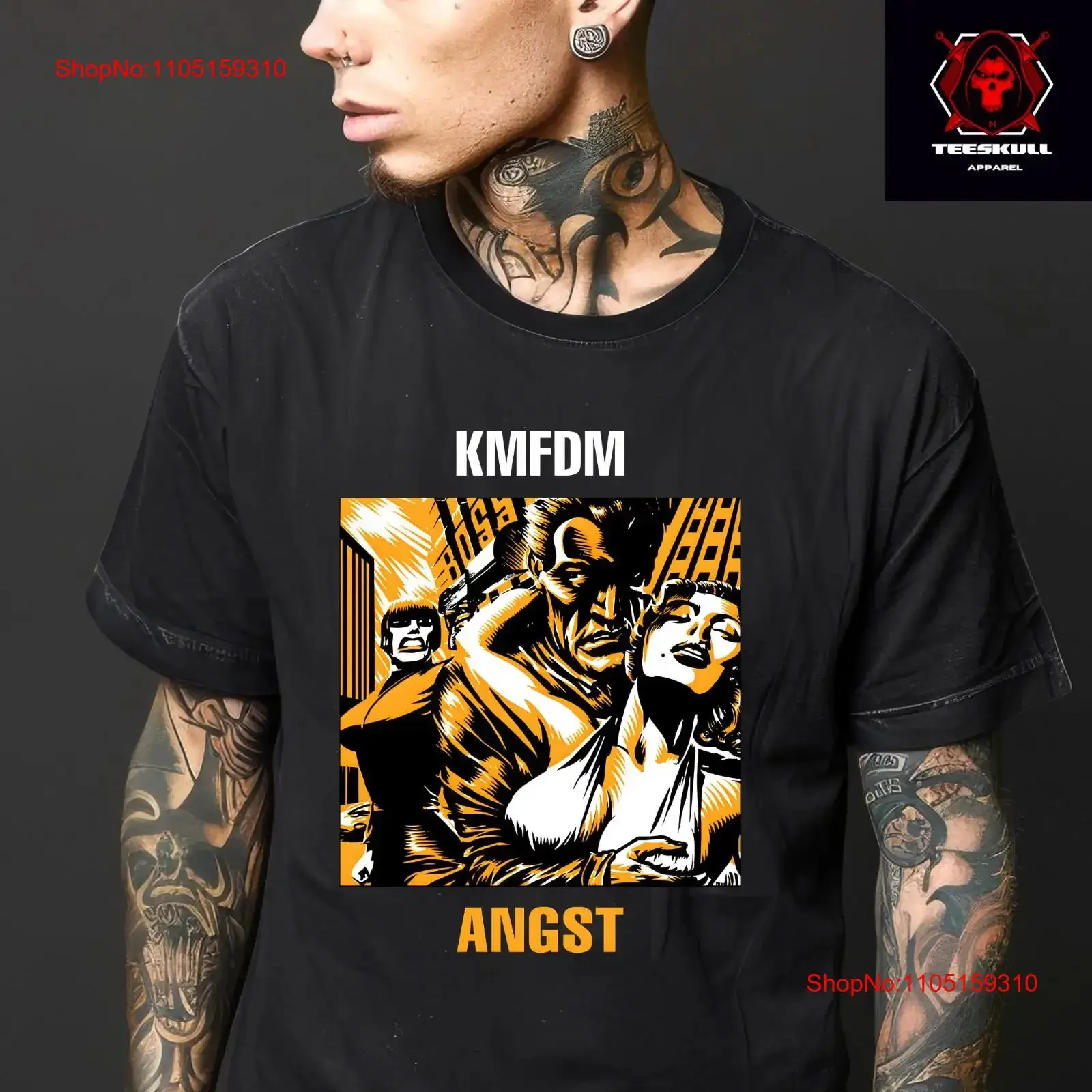 

ФУТБОЛКА из плотного хлопка немецкой металлической рок-группы KMFDM «Angst», S 3XL, винтажная, растянутая, дышащая, удобная, слегка мягкая