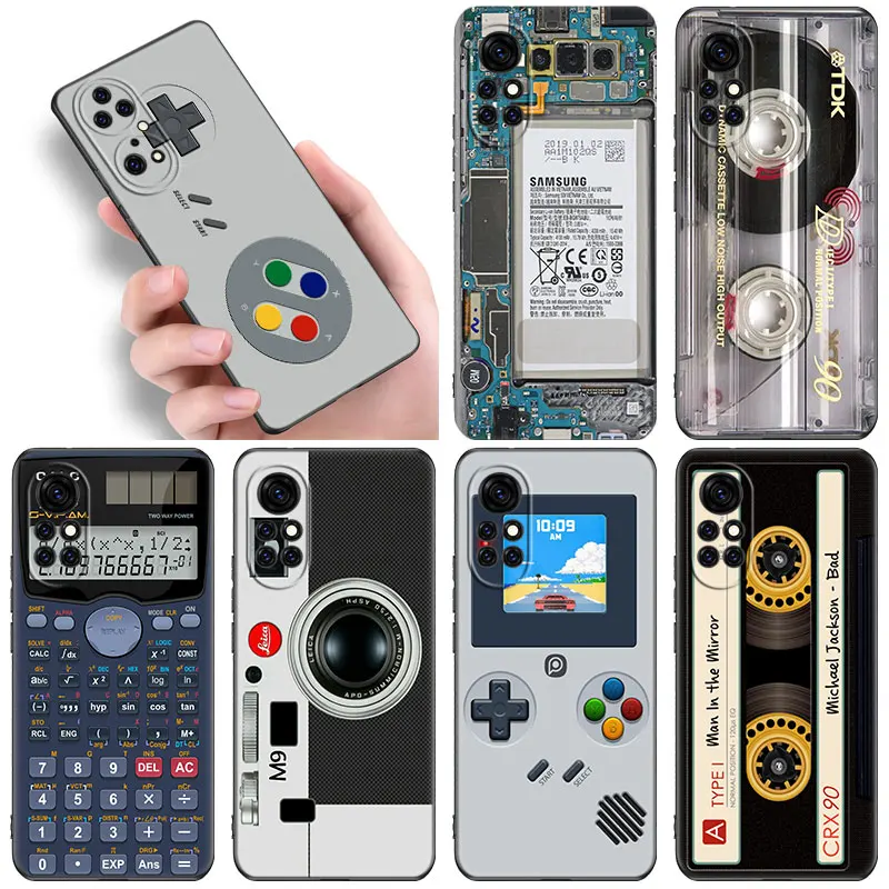 Vintage Camera Cassette Black Case For Huawei NOVA 9 8i 7i 7 SE Y60 5T Mate 40 20 10 Honor X40i 30S 70 Pro + 50 Lite Phone Cover