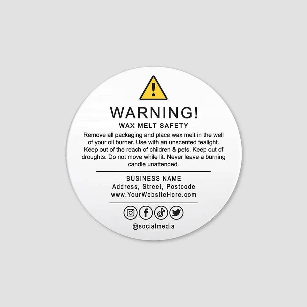 24pcs -40mm Custom Candle Warning Safety Labels Stickers Candle Making Safety Label Business Candle Warning Label