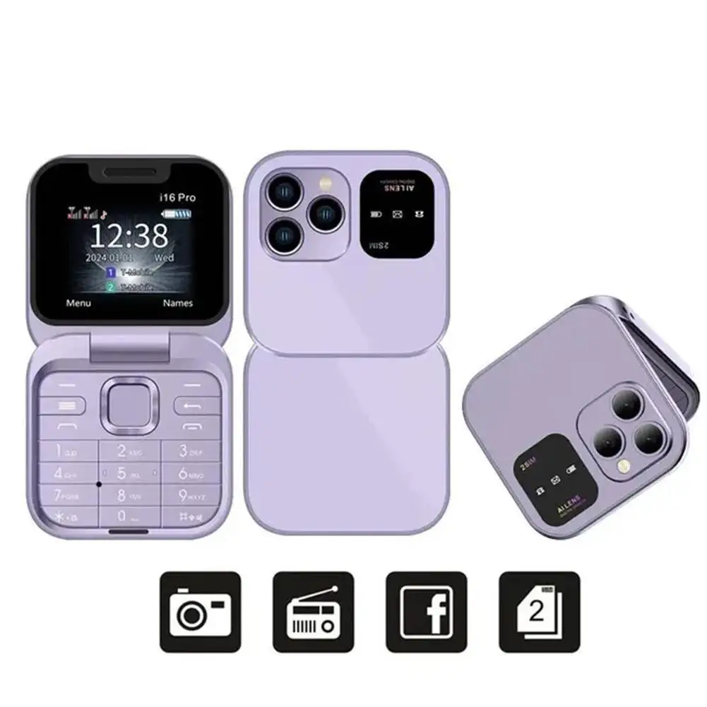 BUDI i17 Mini Dual SIM Card Fold Mobile Phone Video Player Flashlight FM Radio Magic Voice Small Box Flip Cellphones