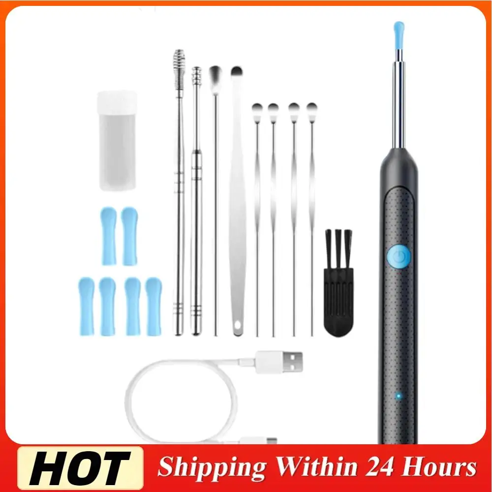 

Умный визуальный очиститель ушей, перезаряжаемый набор для ухода за ушами (черный, 9 шт.)