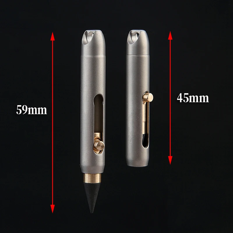 2 IN 1 MINI Ballpoint Pen Stainless Steel Eternal Pencil Erasable Pencil Portable Key Pendant Pocket Pen Emergency Writing