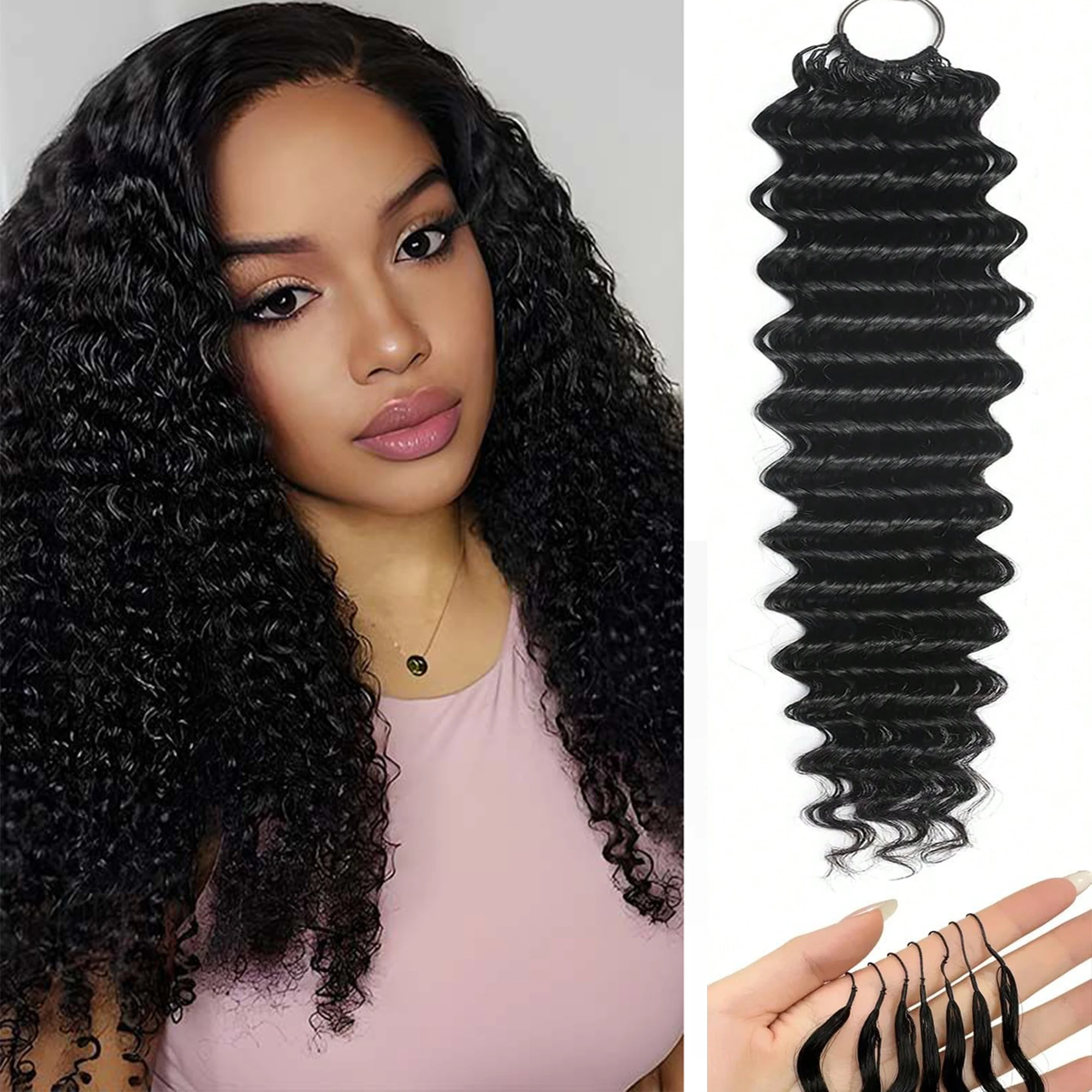Feather Hair Extension - Ekstensi Rambut Kepang Pre-Separated Deep Wave