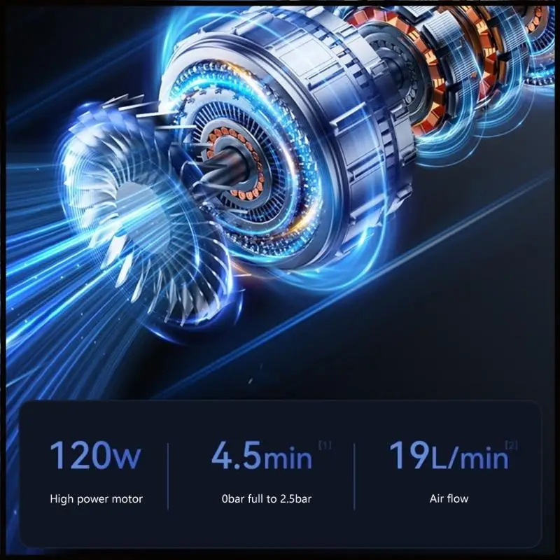 منفاخ إطارات ABS 150 رطل لكل بوصة مربعة، مضخات هواء سهلة الحمل مع شاشة رقمية، مضخات هواء مدمجة، جهاز نفخ سريع متعدد الوظائف #1