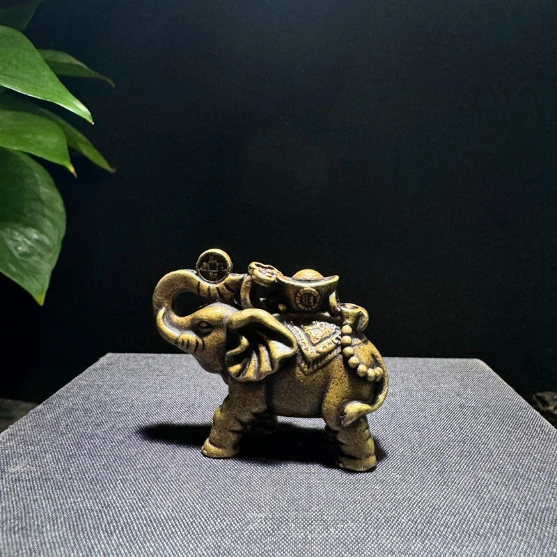 

Little Fairy/ Retro Solid Brass Yuanbao Elephant Desktop Ornament Metal Animal Miniature Sculpture Living Room Home Decoration