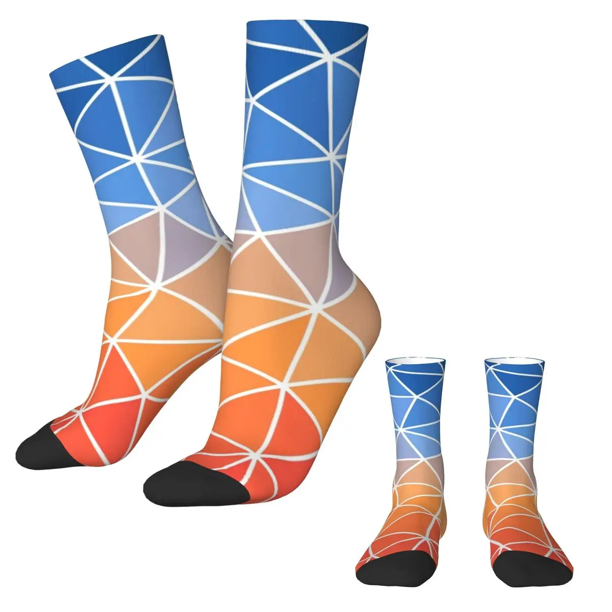 Ombre Geo Print Socks Sunrise Retro Stockings Female Medium Soft Outdoor Sports Socks Autumn Custom Anti-Slip Socks