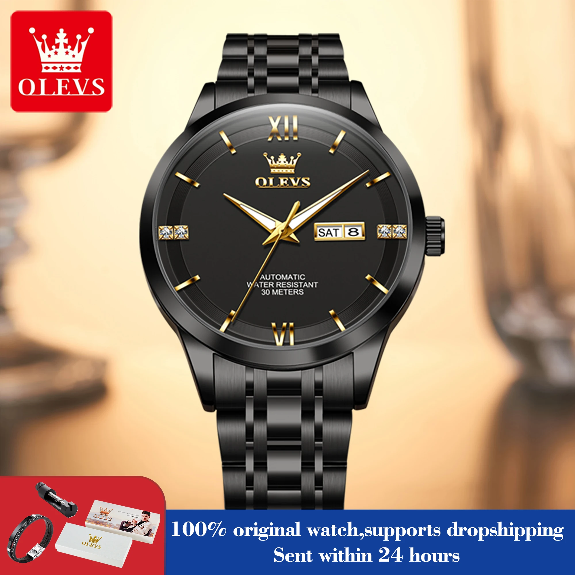 

OLEVS 7061 автоматические часы мужские простые деловые механические часы для мужчин двойной календарь модные мужские ручные часы 30 м водонепроницаемые