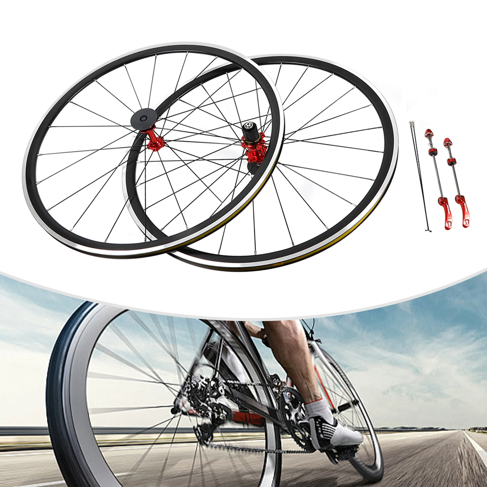 700C Bike Wheel Set Double-layer Aluminum Alloy Road Bike Front Rear Wheels Convenient Installation