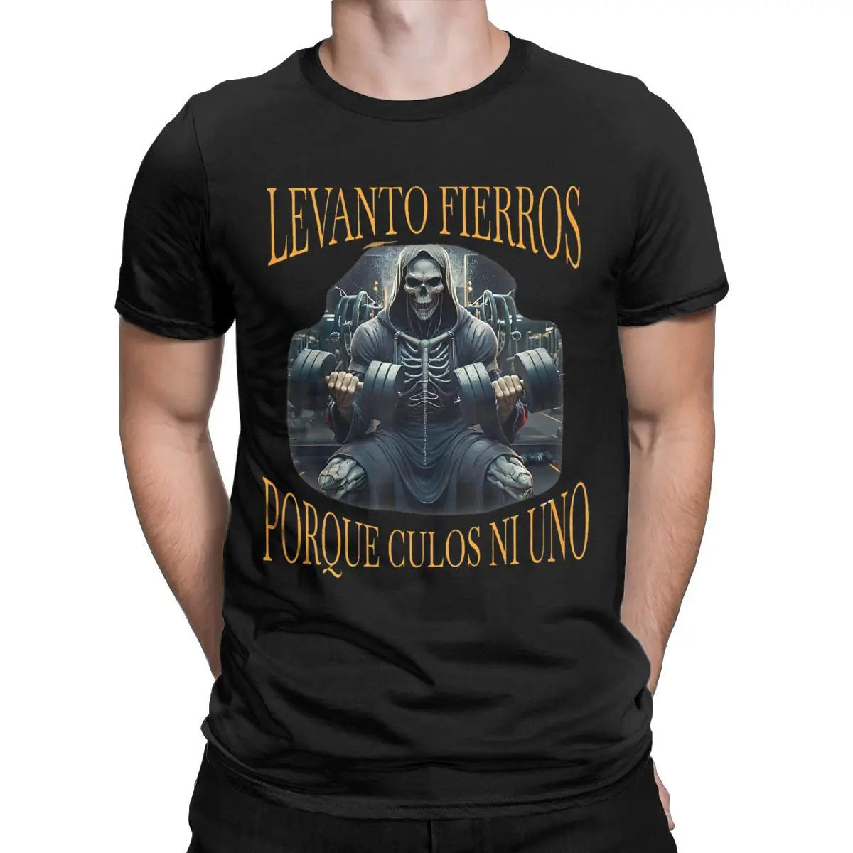 Levanto Fierros Porque Culos Ni Uno Men's T Shirts Skull Gym Vintage Tee Shirt Short Sleeve Round Neck T-Shirts Graphic Printed