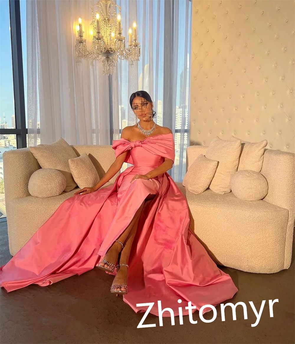 Ball Elegant High Quality Off-the-shoulder  Gown Floor Length Evening Dress Formal Ocassion Satin فساتين مناسبة حسب الطلب