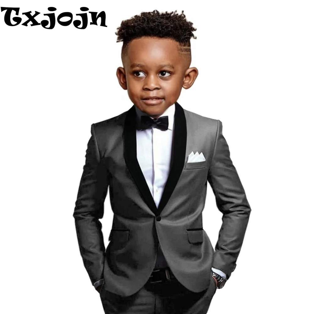 Txjojn New Boys Formal Suits 2 Pieces Jacket Pants School Activities Wear Stylish One Button Kids Tuxedo Wedding Guest Clothes
