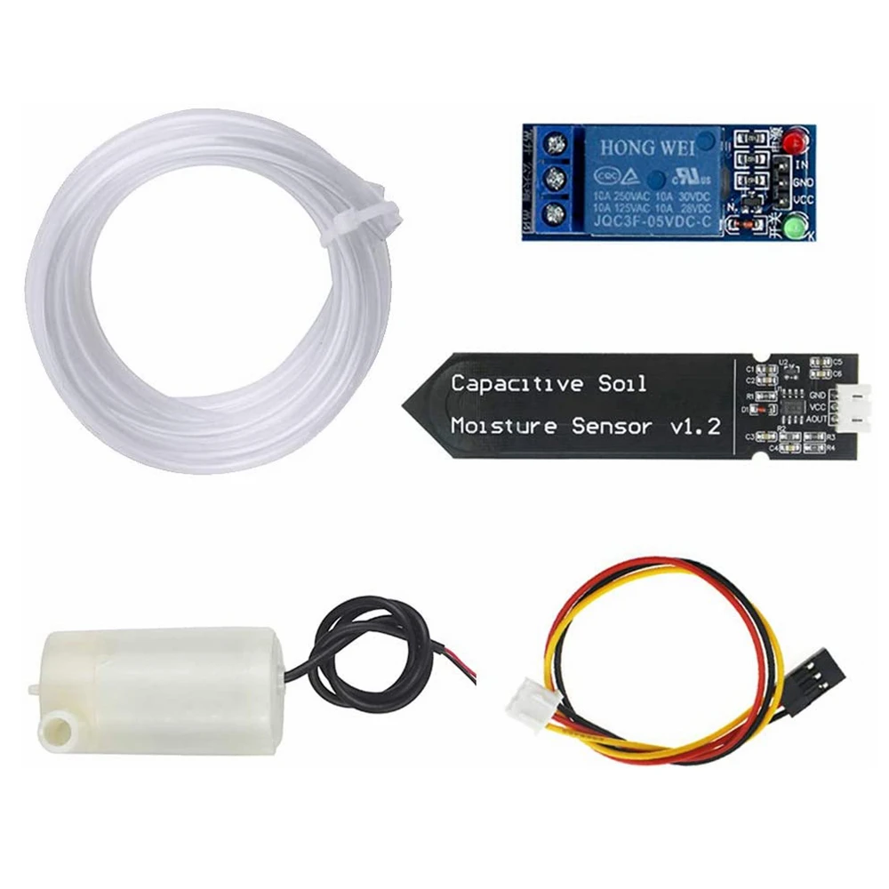 Automatic Irrigation DIY Kit Self Watering System with Capacitive Soil Moisture Sensor 1 Channel 5V Relay Module and Water Pump