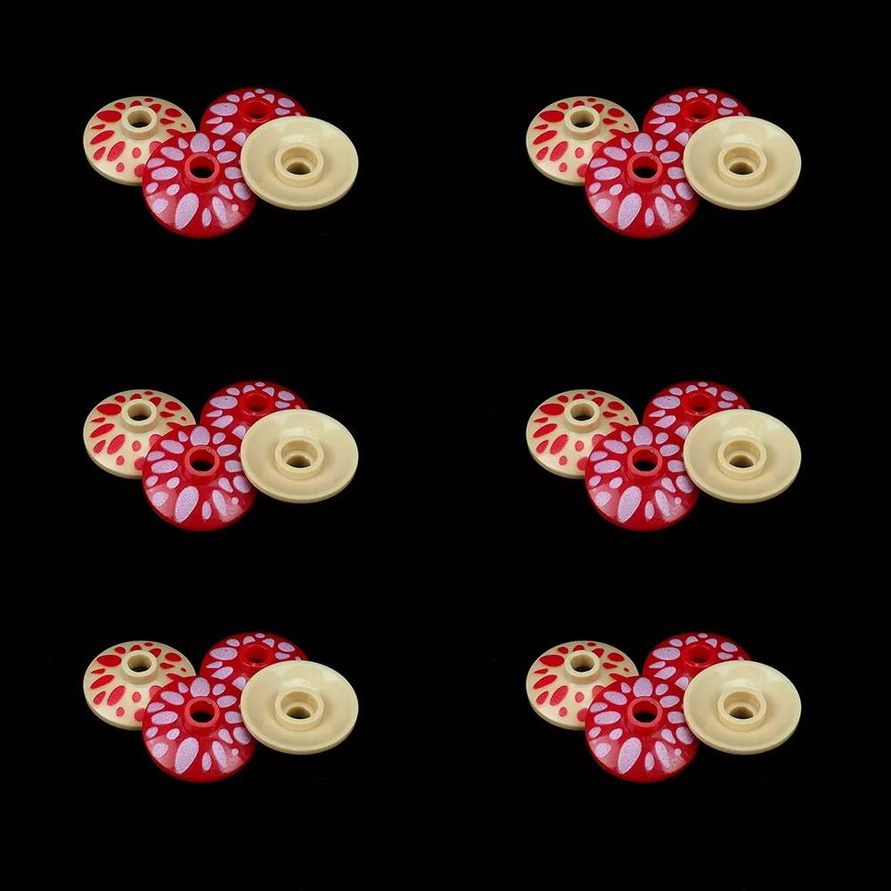 MOC 10PCS Part Bricks Printed 4740 2X2 Mushroom Forest Pattern Building Blocks Tree House Decoration Particle Toy Children Gifts