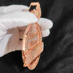 Custom Buckle Fashion Hip Hop Pendant Bling Bling Luxury Iced Out Jewelry Brass+Zircon Diamond Charm Custom Pendant Necklace