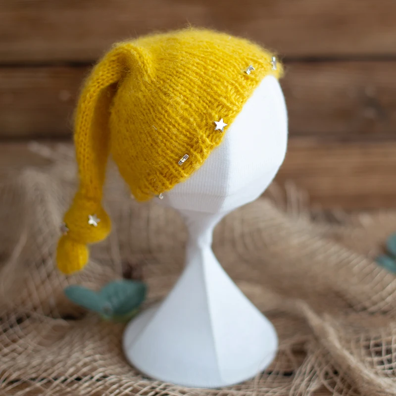 Hand Made Knitted Baby Knotted Hat Photography Prop Newborn Crochet Animal Bonnet Photography Accessories