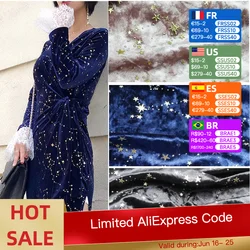 100*140CM Gold velvet Diamond star bronzing fabric for dress elastic force thin soft DIY quilting Handmade flannel patchwork