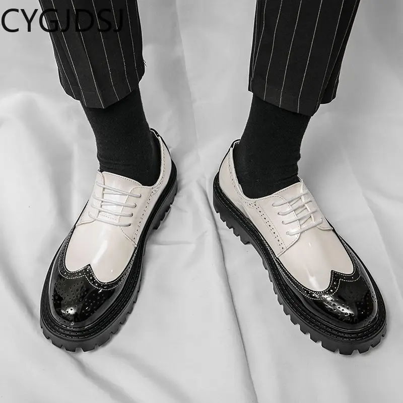 Oxford Shoes for Men Business Suit Office 2026 Patent Leather Shoes for Men Brogues Shoes for Men Italiano Casuales туфли