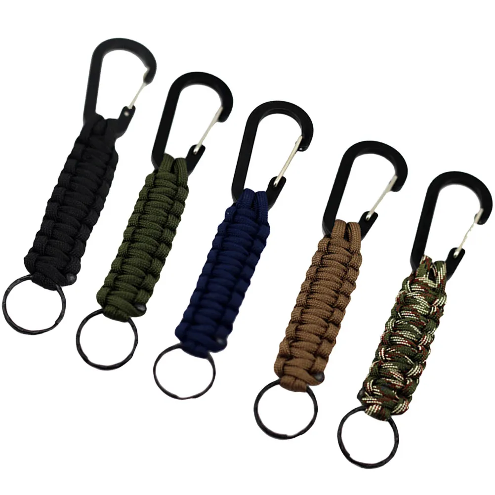 5Pcs D-Ring Key Chain with Spring-Loaded Aluminum Carabiner Nylon Rope for Climbing Backpack Belt Loop Keys Storage Corrosion