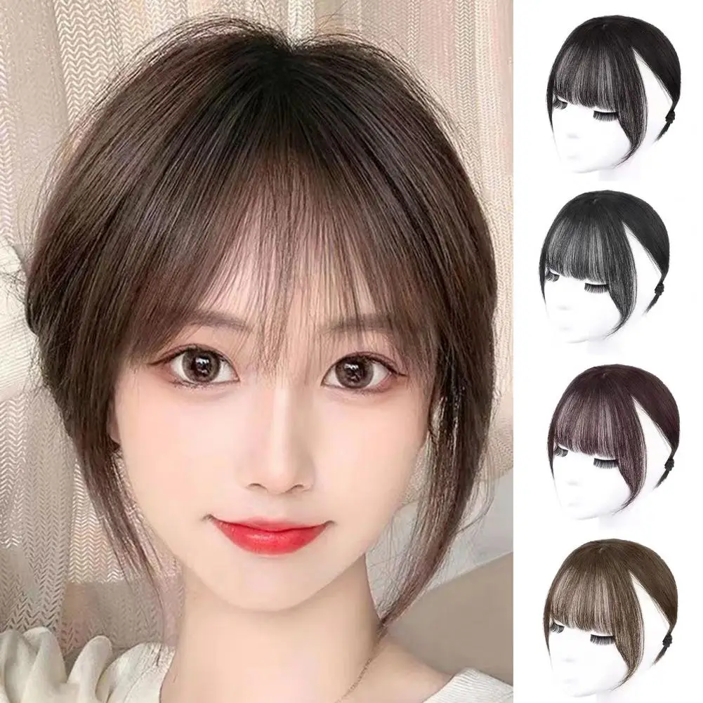 

Women 3D French Bangs Natural Clip-in Wispy Bangs Forehead Hair Extensions Black Brown Curved Air Bangs Fringe Wig Hairpieces