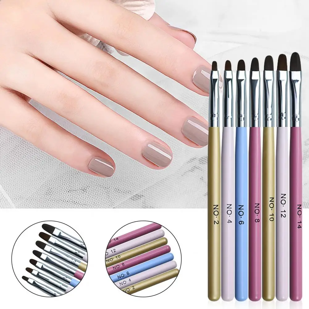 Juego de pinceles para uñas para mujer, juego de bolígrafos para manicura, punta redondeada, delineador ligero para dibujo artístico, 7 Uds.