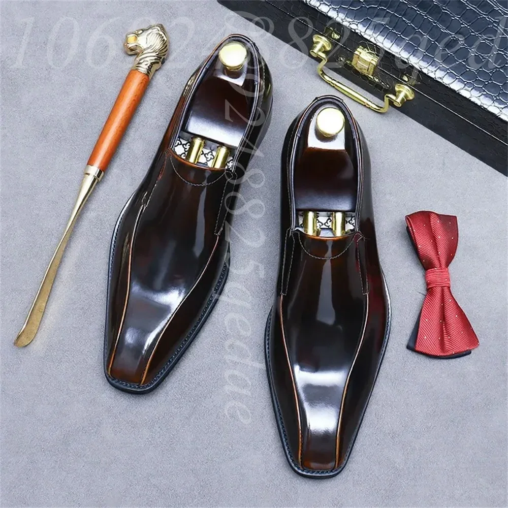 Men's Handmade Vintage Lace-Up Oxfords, Retro Business Casual Dress Shoes, Comfortable Formal Footwear for Wedding & Daily Wear