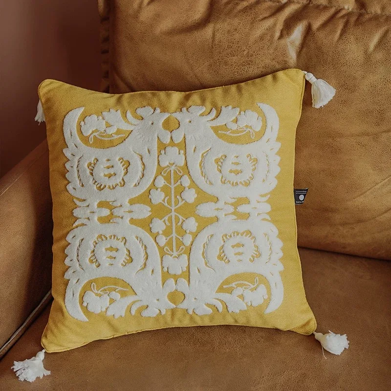 

Original design embroidered pillow, versatile high-end sofa living room fabric pillow cushion