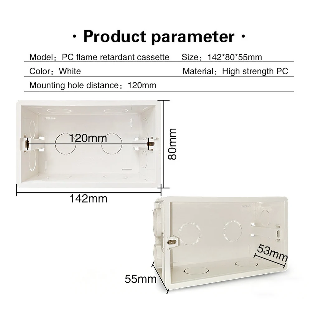 Fireproof ABS Bottom Box Compatible with Standard Wall Sockets and Switches Space Saving Junction Box for Home Installations