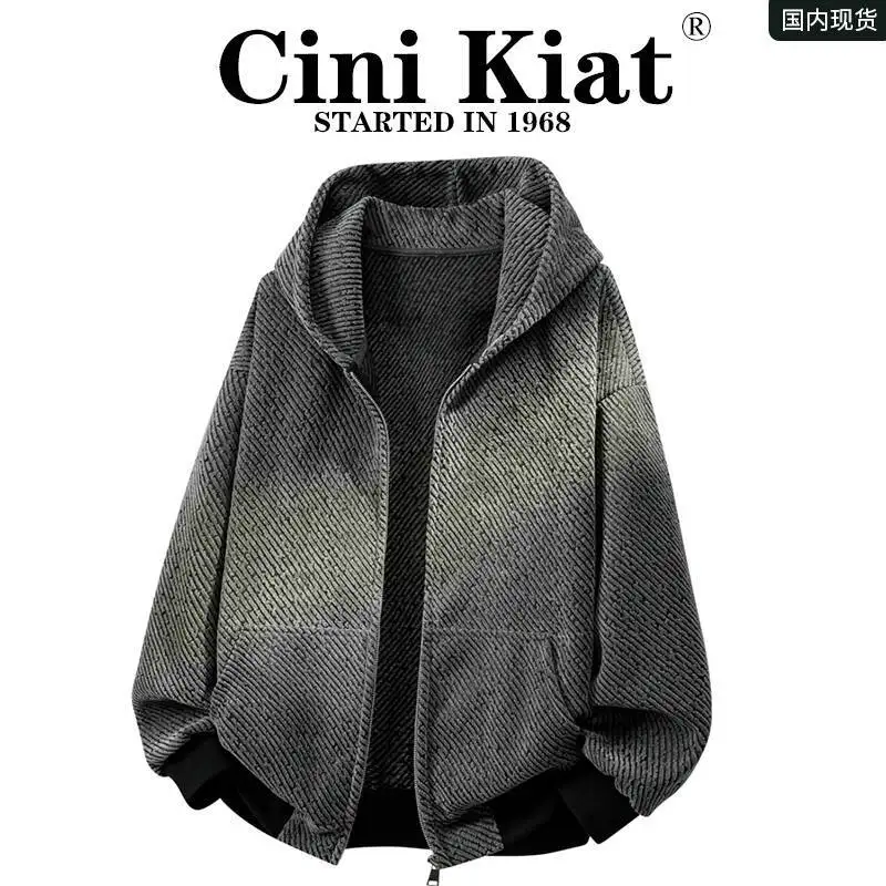 

Spring Vintage Heavyweight Knit Jacket for MenTweed Style Striped Hoodie Cardigan Outerwear