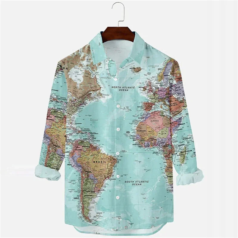 Men\'s shirt pattern shirt plus size street daily long sleeved V-neck buckle fashion designer casual, comfortable and breathable