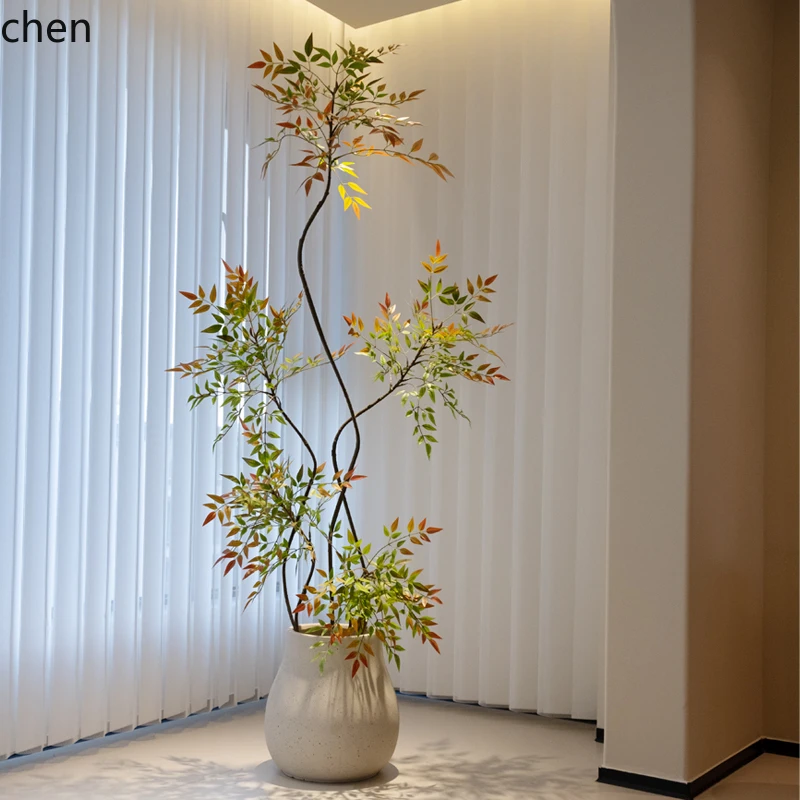 

LXC Nantian Bamboo Simulation Green Plant Indoor Living Room Balcony False Tree Large Floor Flower Potted Ornament