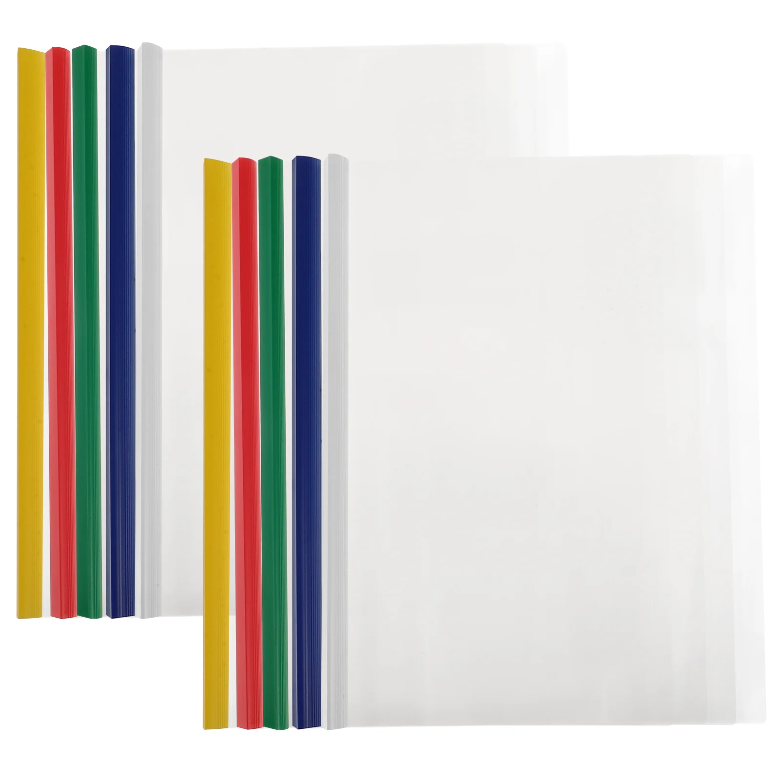 

10Pcs Clear Plastic Slide Rod File Folder Document Organizer Binder Office School Transparent Filing Folder Presentation Binder