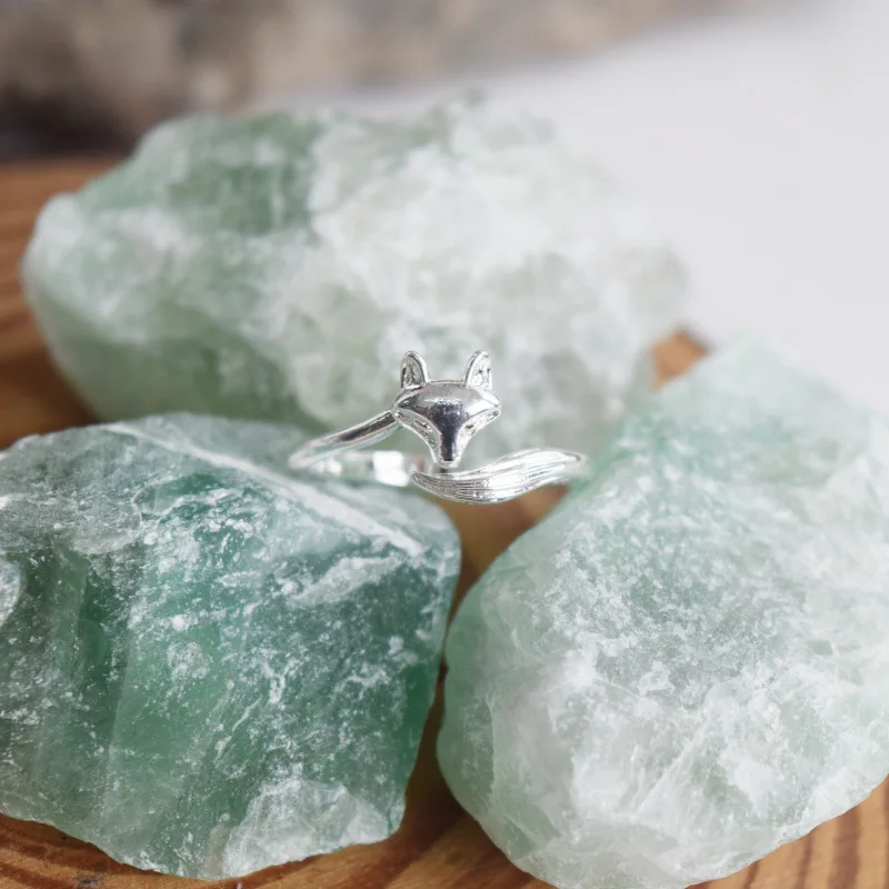 دروبشيبينغ داينتي قابل للتعديل حجم مفتوح الفضة مطلي الثعلب الدائري العصرية الأزياء والمجوهرات للنساء هدية فكرة #3