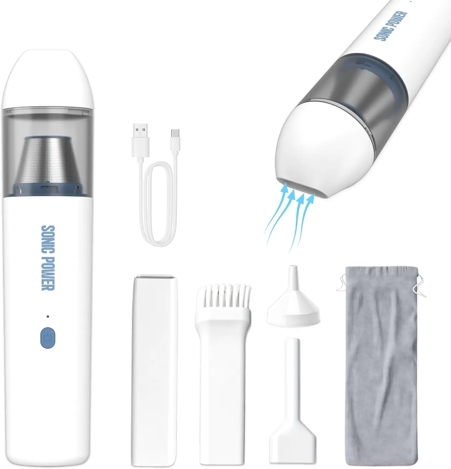 Portable Cordless Car Vacuum, 15000Pa High Suction Handheld Cleaner with 4 Attachments for Car Home Pet Office