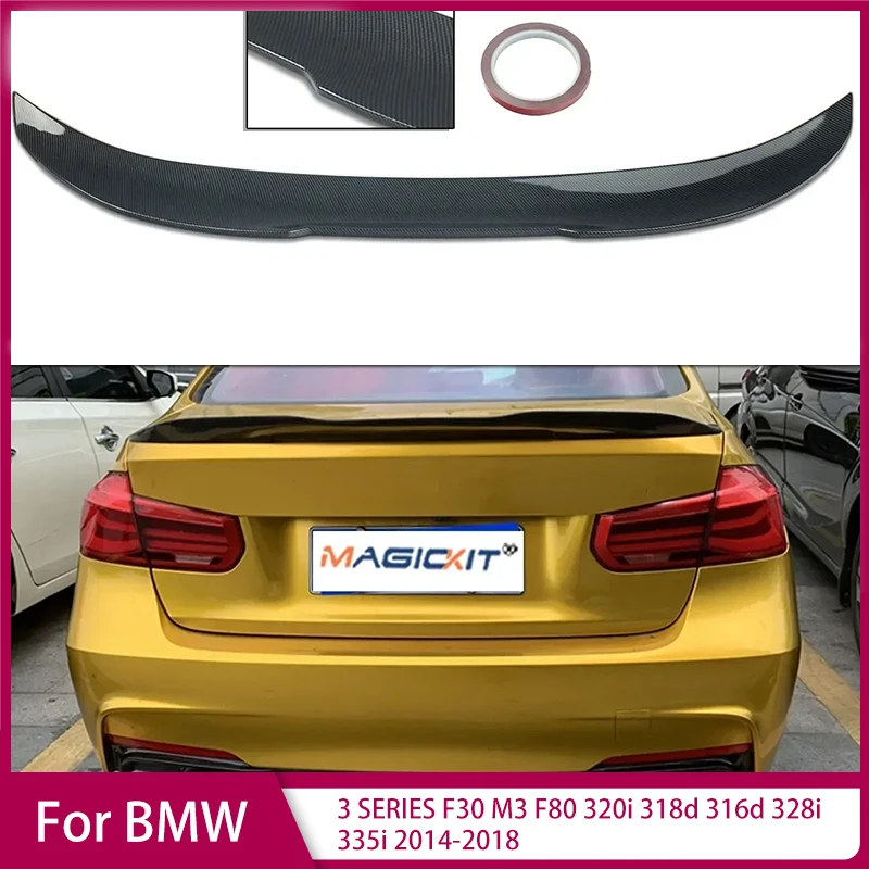 For BMW 3 SERIES F30 M3 F80 320i 318d 316d 328i 335i 2014-2018 PSM Style Rear Trunk Spoiler Lips Wing Tail Exterior Accessories