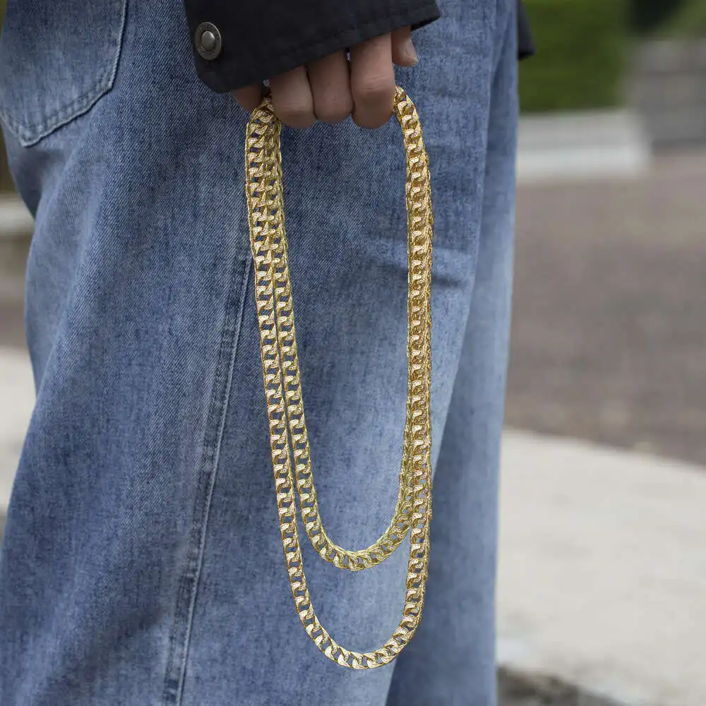 Luxury Wholesale Men Necklace Miami Cuban Link Chain Brass Cubic Zirconia Moissanite Hip Hop Jewelry Fashion Necklace.