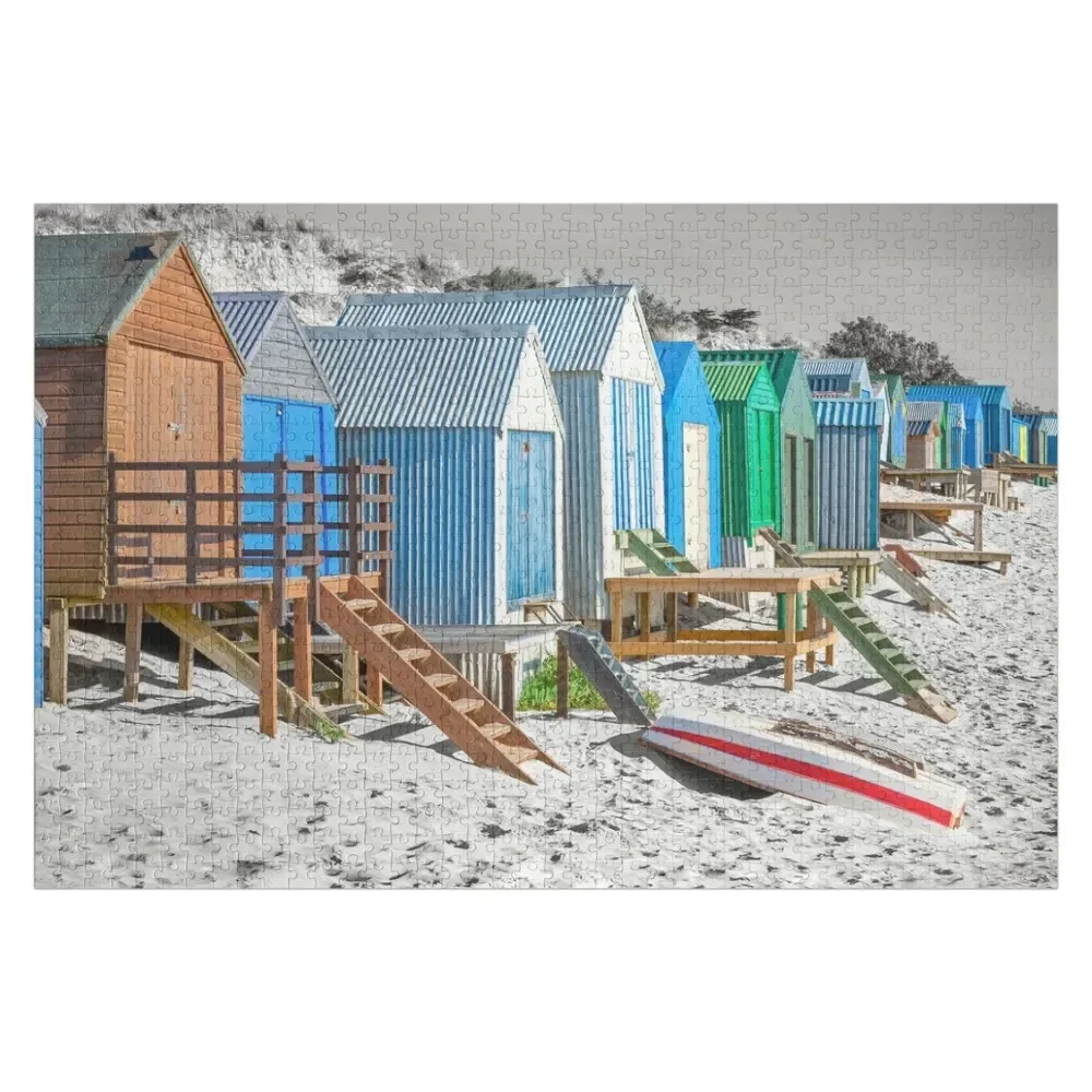 Abersoch strand hutten BHCSpan puzzel houten kisten foto aangepaste kerst speelgoed puzzel