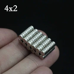 공예품용 초강력 네오디뮴 자석, 소형 디스크 자석, N35 희토류 NdFeB 원형 자석, 4x2mm, 20 개, 50 개, 100 개