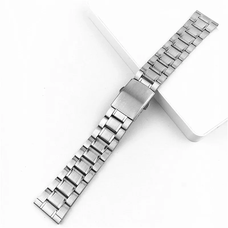 Stainless Steel Watch Strap 20mm 22mm Silver Color Elegant Metal Watchband Folding Clasp Wrist Bracelet 12mm 14mm 16mm 18mm