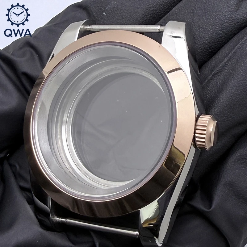 QWA 316L Stainless Steel 36mm/39mm Semicircular Datejust RoseGold Sapphire Magnifying Glass Watch Case Fit NH35/NH36 Movement