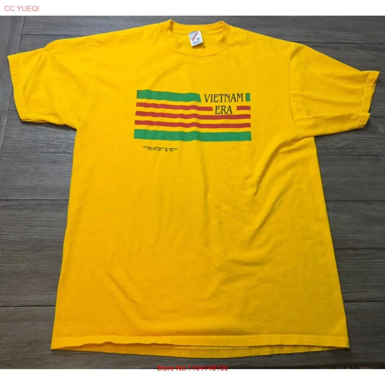 Vietnam Era Veterans of America Chapter 392 Vintage Yellow T Shirt Size XL 1994 vintage Washed Soft fashion