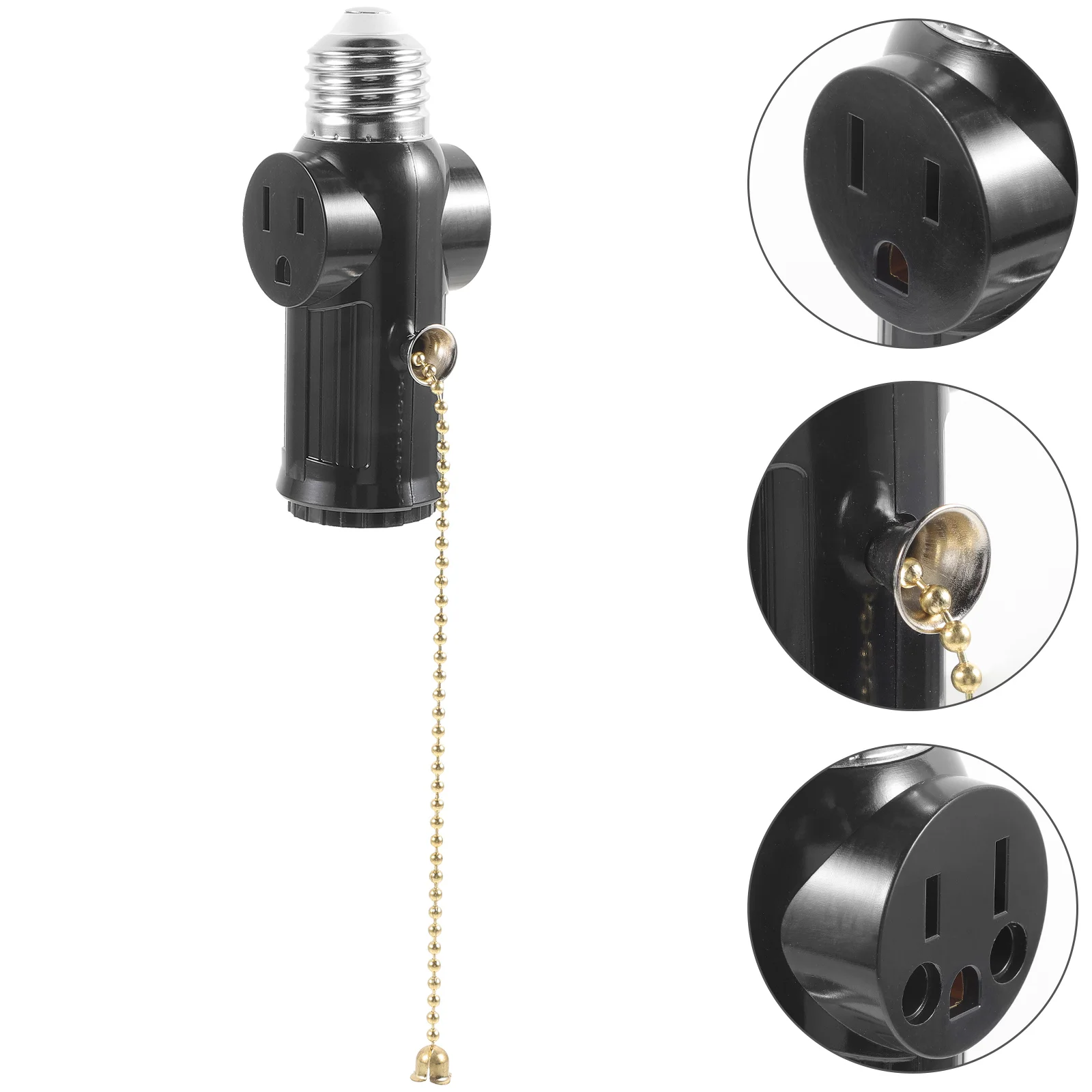 US Standard E26 Split-fire Dual Three-plug Lamp Holder Conversion with Zipper Switch (zipper Model) Outlet Converter Socket