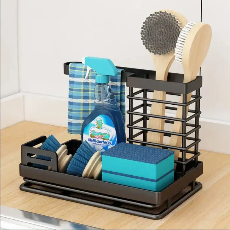 Kitchen Hanging Towel Rack Sponge Brush Dishcloth Draining Rack Storage Rack Sink Draining Rack Basket Bathroom Shampoo Holder